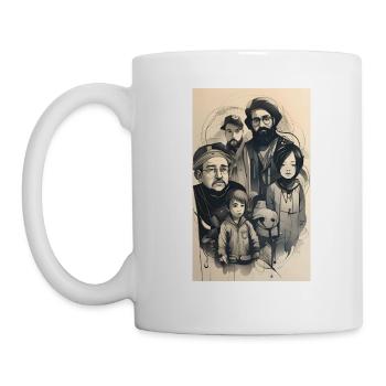 Group family ink portrait - Mug - white - Left