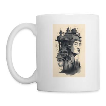 Mère fille abstrait architecture portrait - Mug blanc - blanc - Gauche