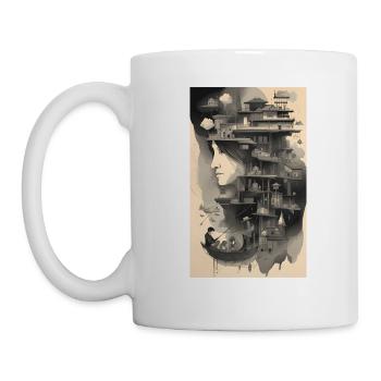 Paysage onirique à l’encre de maternité - Mug blanc - blanc - Gauche