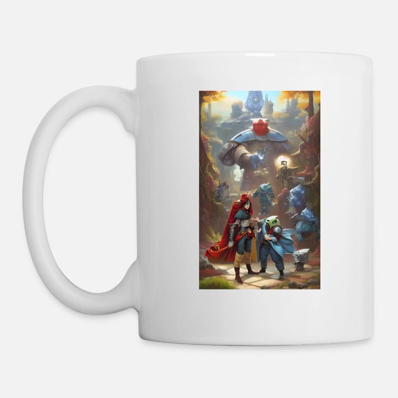 Fantasy Famille Aventure Paysage Scène - Mug blanc - blanc