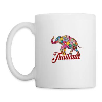 Bunter Elefant Thailand - Tasse - Weiß - Links