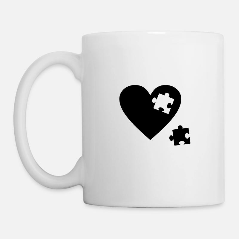 Herz Puzzle - Tasse - Weiß
