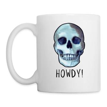 Crâne disant HOWDY! humour noir drôle - Mug blanc - blanc - Gauche