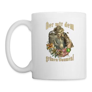 Der mit dem grünen Daumen Gärtner RAHMENLOS - Tasse - Weiß - Links
