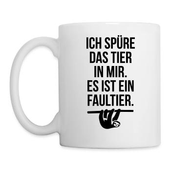 spüre das Tier in mir ein Faultier Spruch lustig - Tasse - Weiß - Links
