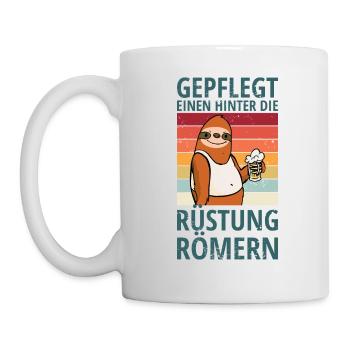Faultier Spruch hinter die Rüstung Römern Bier - Tasse - Weiß - Links