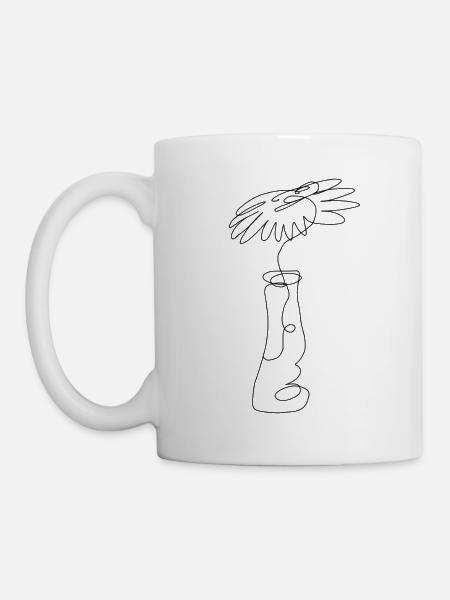 Flower Minimal Sketch - Tasse - Weiß