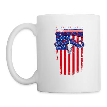 Ein Schöne Texas Longhorns mit US Flaggen Design - Tasse - Weiß - Links