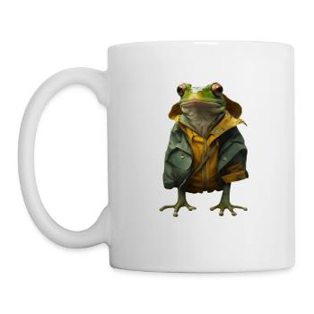 A frog in his rain jacket - Mug - white - Left