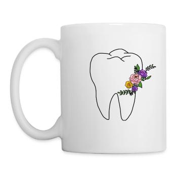 Flowery Tooth - Chemise de dentiste - Mug blanc - blanc - Gauche