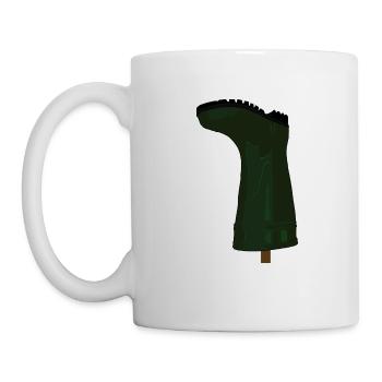 Gummistiefel am Zaunpfahl ist stiller Protest - Tasse - Weiß - Links