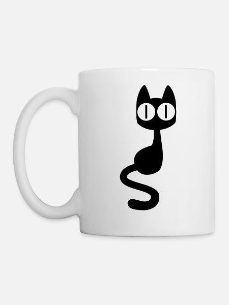 Watchful Cartoon Cat by Cheerful Madness!! - Mug - white