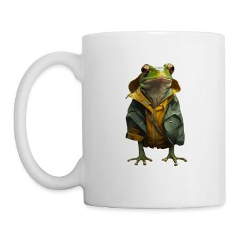 So ein Unwetter denkt der Frosch mit Regenjacke - Tasse - Weiß - Links