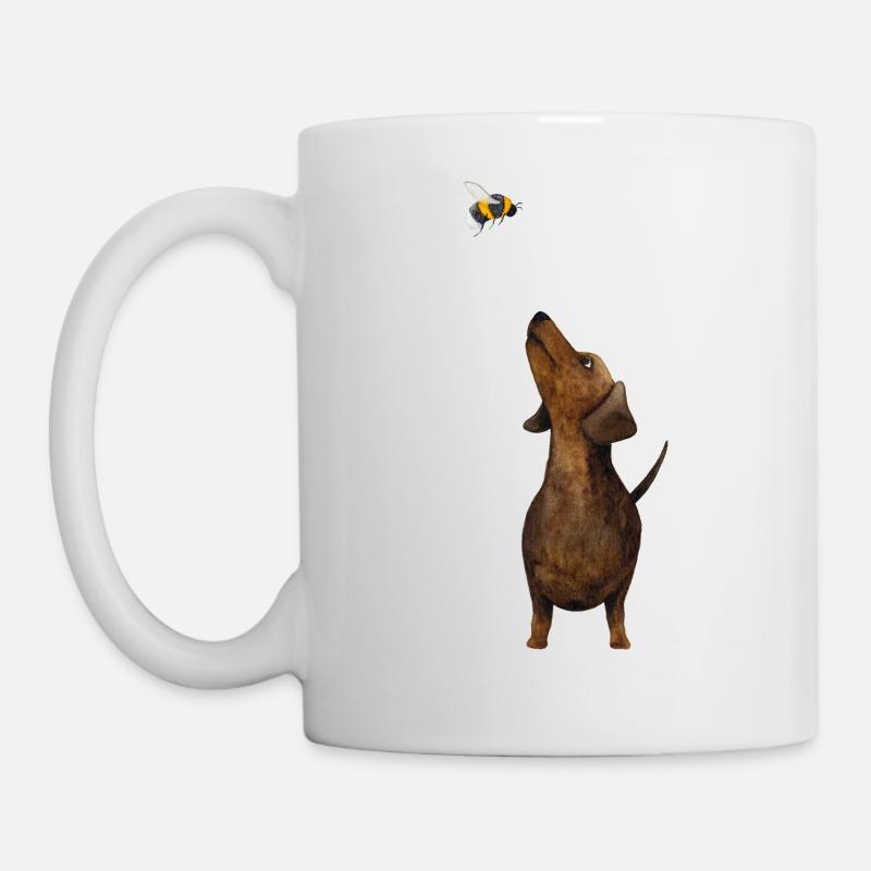 Teckel avec bourdon - le plus doux cadeau de teckel jamais ! - Mug blanc - blanc