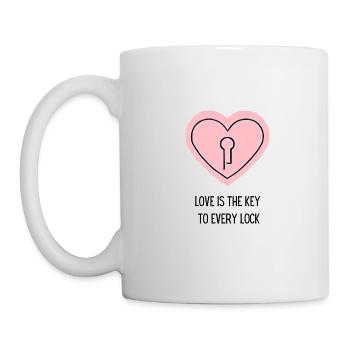 Herz - love is the key to every lock - Tasse - Weiß - Links