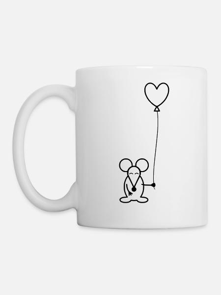 Souris avec ballon à air - Mug blanc - blanc