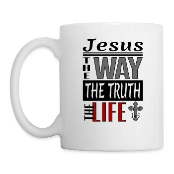 The Way The Truth The Life Christian Bible Verse John Design Cross Men Women.psd - Mug - white - Left