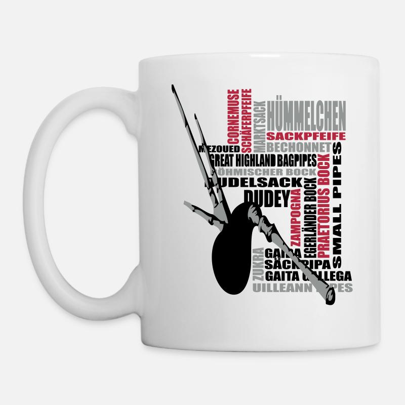 Sackpfeifer Textwolke mit Dudey - Tasse - Weiß