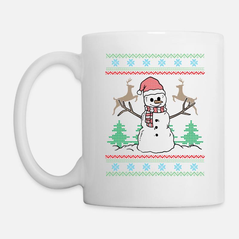 Hässliches Strickjackeschneemanngeschenk - Tasse - Weiß