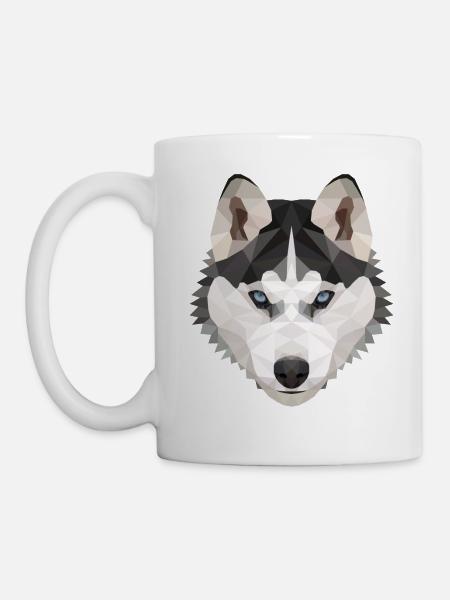 Husky Polygon Hund Eis Schnee Tierliebe Geschenk - Tasse - Weiß
