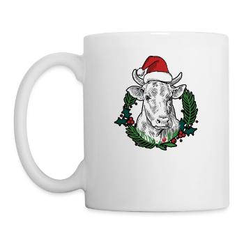 Cow Moooy Christmas Farm Barn Bovine Country - Mug - white - Left
