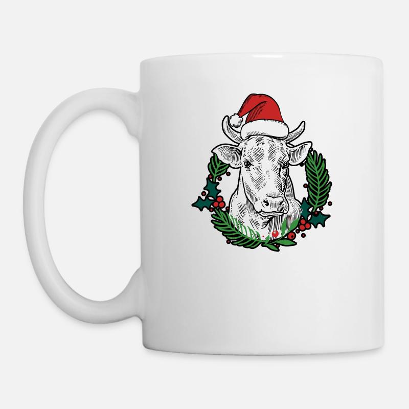 Kuh-Moooy-Weihnachtsbauernhof-Scheunen-Rinderland - Tasse - Weiß