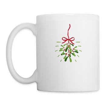 Merry Christmas Hanging Mistletoe Cute Gift - Mug - white - Left