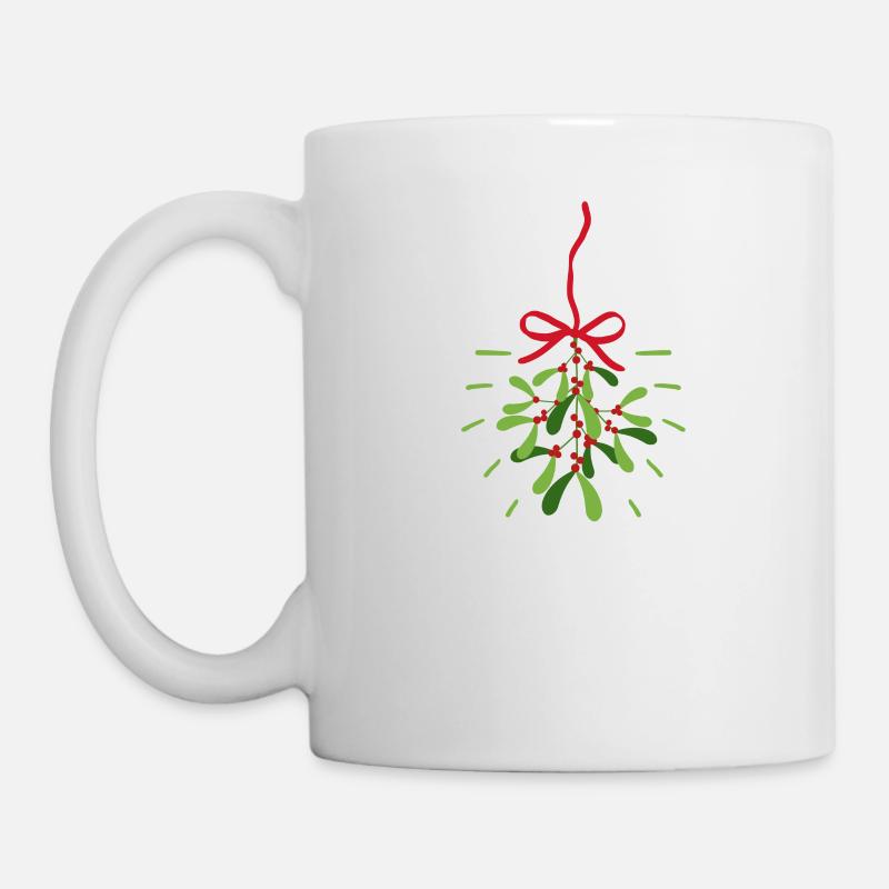 Frohe Weihnachten hängen Mistelzweig niedlich Geschenk - Tasse - Weiß