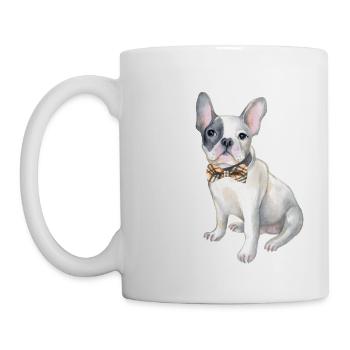 Frenchie French Bulldog plaid bowtie Dogs In - Mug - white - Left