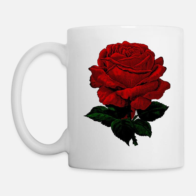 Vintage Rose rot - Tasse - Weiß