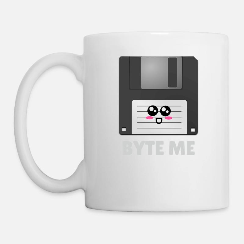 Byte Me Cute Diskette Pun - Mug - white