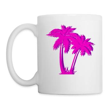 Vaporwave Pink Palm Tree Gift Aesthetic Style - Mug - white - Left
