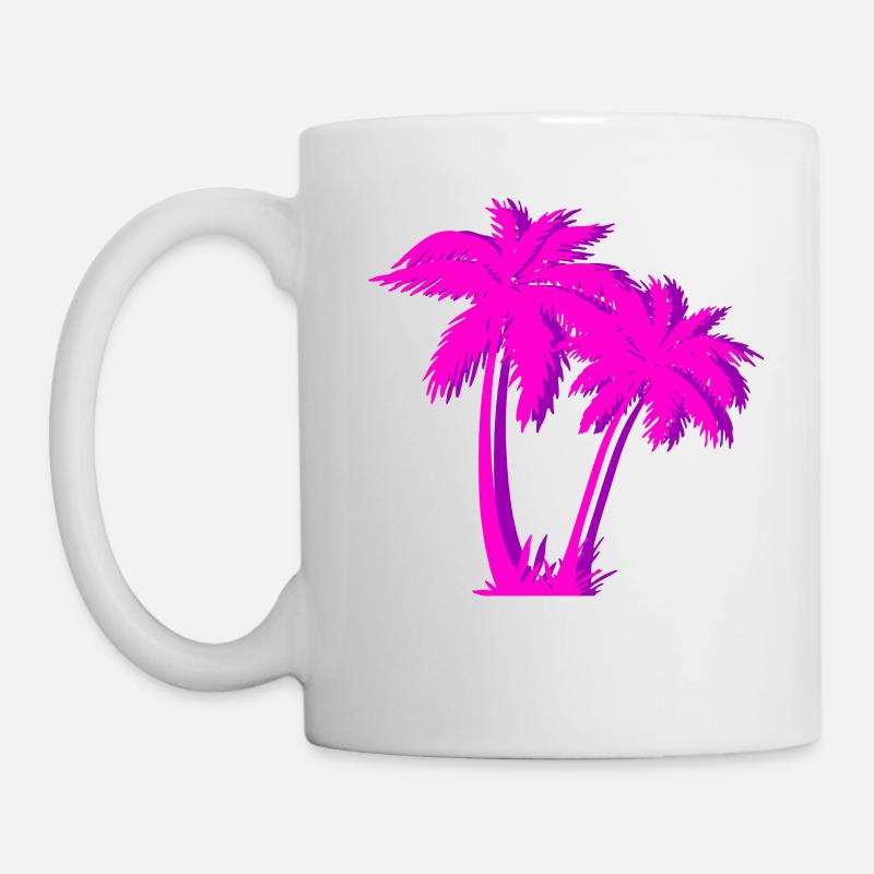 Vaporwave Palmier Rose Cadeau Style Palmier Esthétique - Mug blanc - blanc