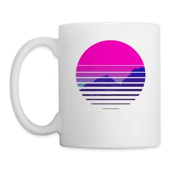 T 500 108 VAPORWAVE Sunset Mountains Scenery - Mug - white - Left