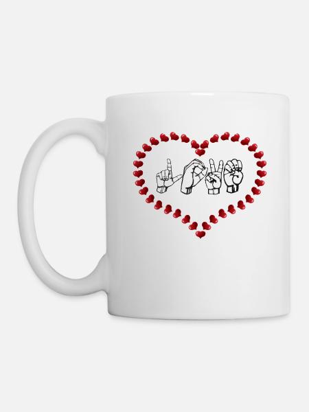 Love ASL American Sign Language. Herz-Silhouette - Tasse - Weiß