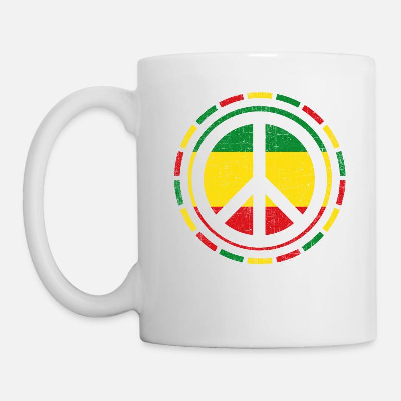 Distressed Rasta Peace design Gift for Reggae - Mug - white