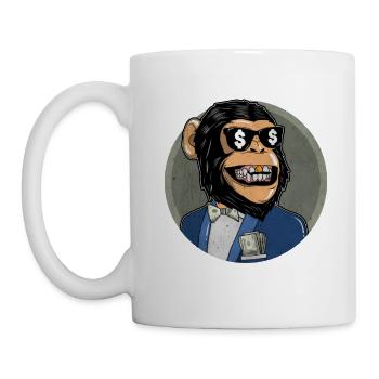 Dollar Geld Affe Stylisch Goldzahn Hipster - Tasse - Weiß - Links