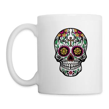 Dia De Las Muertos Sugar Skull Cross - Mug - white - Left
