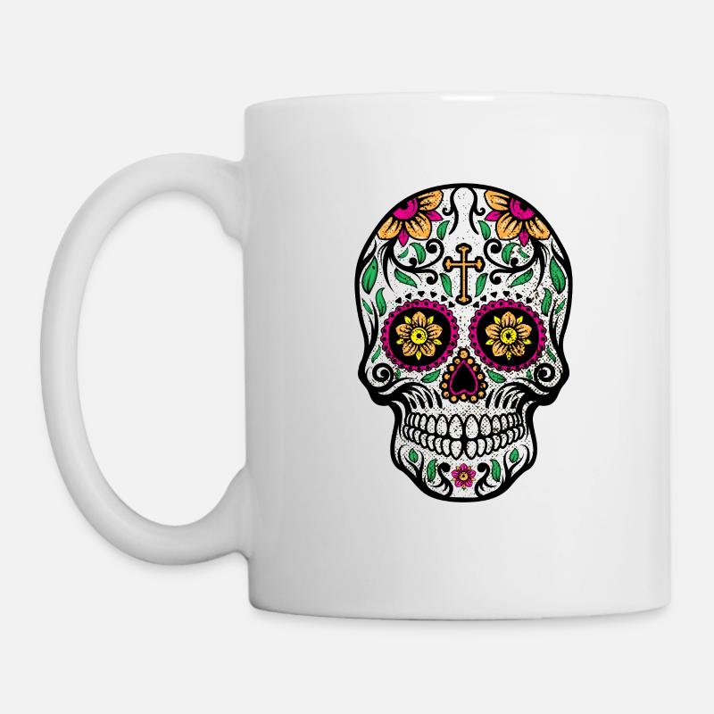 Dia De Las Muertos Sugar Skull Cross - Mug - white