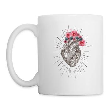 Anatomisches Herz der Frauen Retro Design Menschliches Herz - Tasse - Weiß - Links