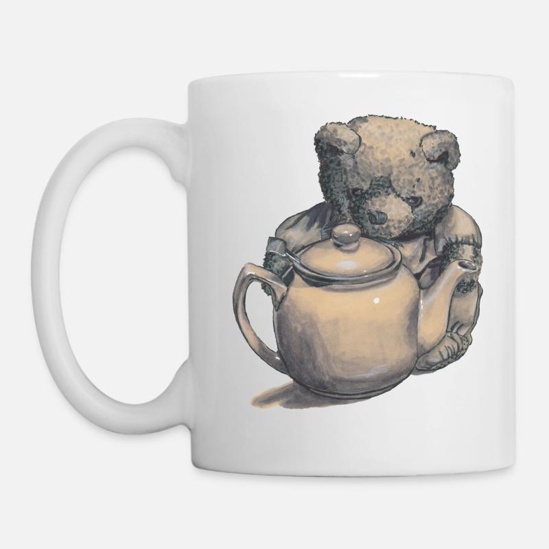 Teddy bear with teapot - Mug - white