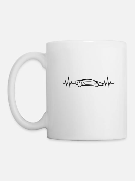 Herzschlag - Heartbeat / Sportwagen - Tasse - Weiß