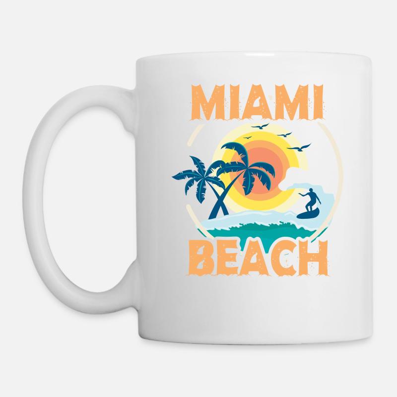Rétro Cool Miami Beach Souvenir Cadeau Floride - Mug blanc - blanc