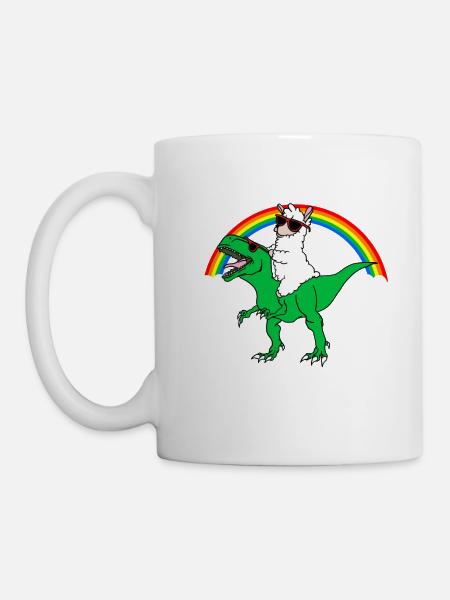 trex and llama gift - Mug - white