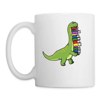 Dinosaurier Dino Buch Lesen Bücherwurm Bücher - Tasse - Weiß - Links