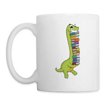 Dinosaures Dino Livre Lire Livres de ver de bibliothèque - Mug blanc - blanc - Gauche