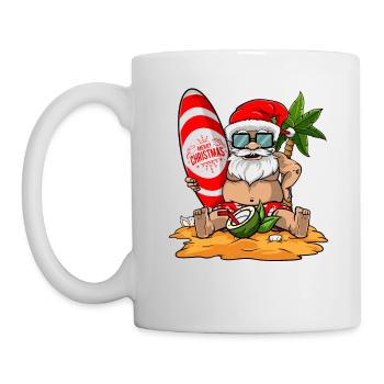 Noël en été Plage drôle de Santa Hawaiian - Mug blanc - blanc - Gauche