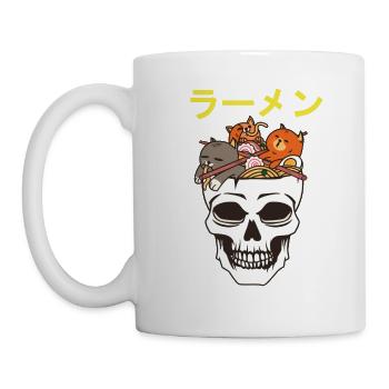 Vintage japanische Katzen, die Ramen-Nudel-Gehirn essen - Tasse - Weiß - Links