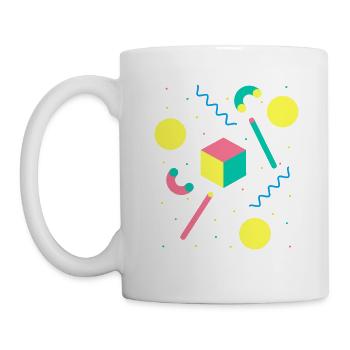 Motif géométrique vintage rétro des années 80 et 90 Memphis - Mug blanc - blanc - Gauche