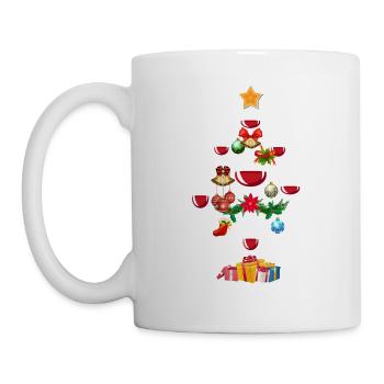 Wine Lovers Christmas Tree Pine Funny Gift - Mug - white - Left
